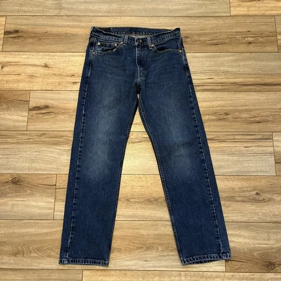 Men's Levis 505 Regular Fit Stretch Jeans SZ 32/30 Blue Denim