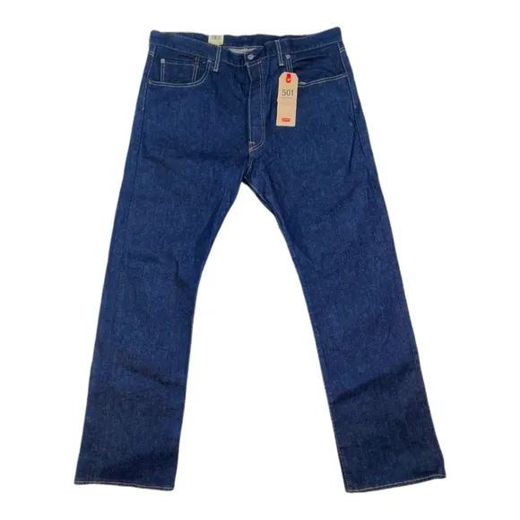 Levi's 501 Button Fly Dark Wash Jeans with Stretch
          
      NWT