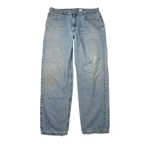 Levi’s VTG 90s 550 Relaxed Fit Jeans Distressed Light Wash USA Mens 40x32
