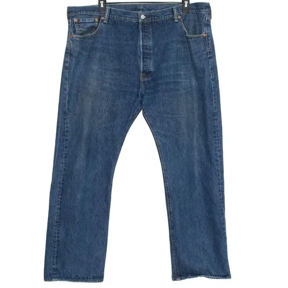 Levis Mens Jeans 501 Classic Straight Button Fly Blue 44 AH