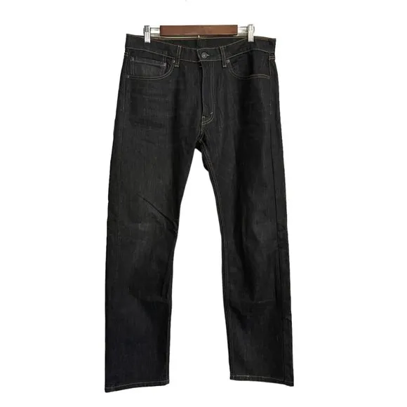 Levi's Mens EUC Black Wash Cotton Blend Straight Leg 505 Jeans Size 34 34