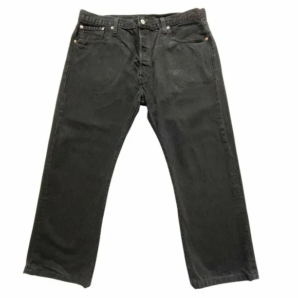 LEVI'S 501 Men Black Button Fly 100% Cotton Jeans