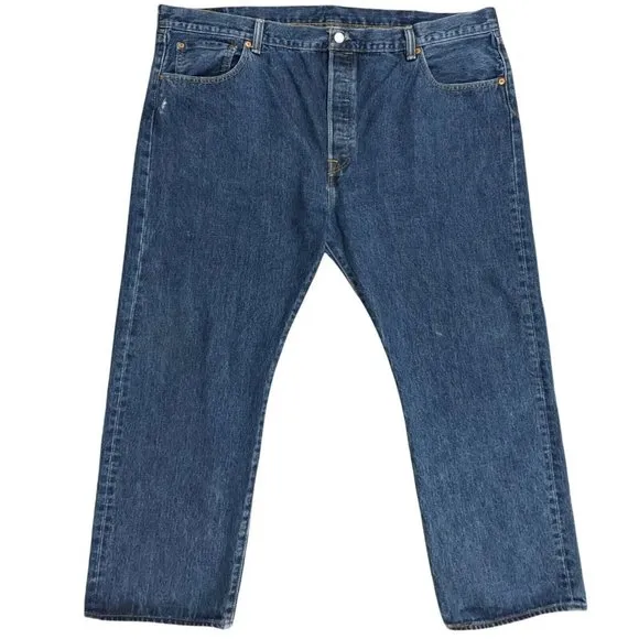 Levi's 501 Men Size 46 x 30 Straight Leg Blue Jeans Button Fly Red Tab Cotton