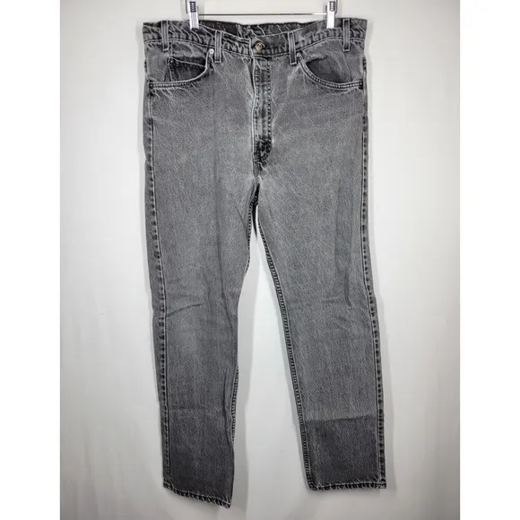 Vintage 90s 1994 Levi's Gray Orange Tab 505 Straight Leg Jeans Size 38 x 32