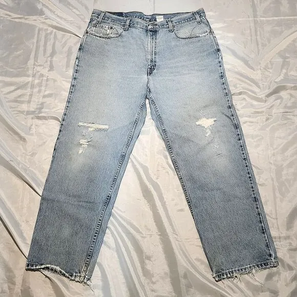 Levi 550 Vintage 1999 Distressed Jeans Relaxed Fit Light Wash Rare Men's 40x30