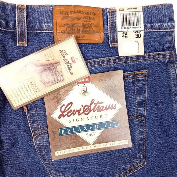 Vintage 90's Levis 540 Relaxed Fit Jeans Mens 46x30 Medium Wash 15" Rise nWt
          
      NWT