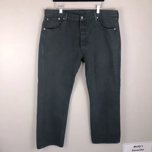 Levi's Strauss & Co. 501 Button Fly Dark Gray Classic Pocket Straight Leg Jeans