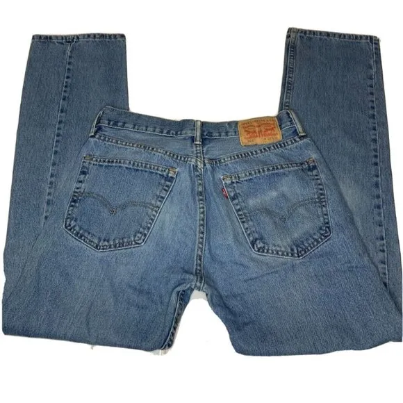 Levis 505 Jeans Mens Blue 32 x 32 Denim Pants Washed Straight Fit Casual Men