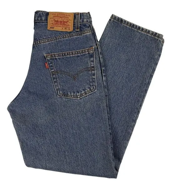 NWOT Vintage Levi's 550 Relaxed Fit Medium Wash Men's Jeans Size 30x30