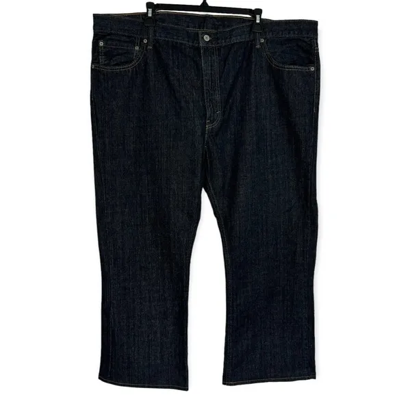 Levis 527 Slim Bootcut Men's 44 x 27 Dark Wash Denim Blue Jeans Boot Zip