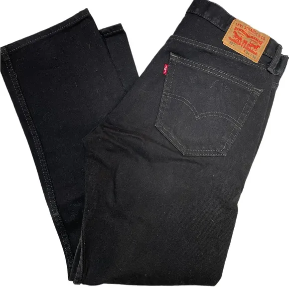 Levi’s 505 straight leg zip fly black jeans size 34x30