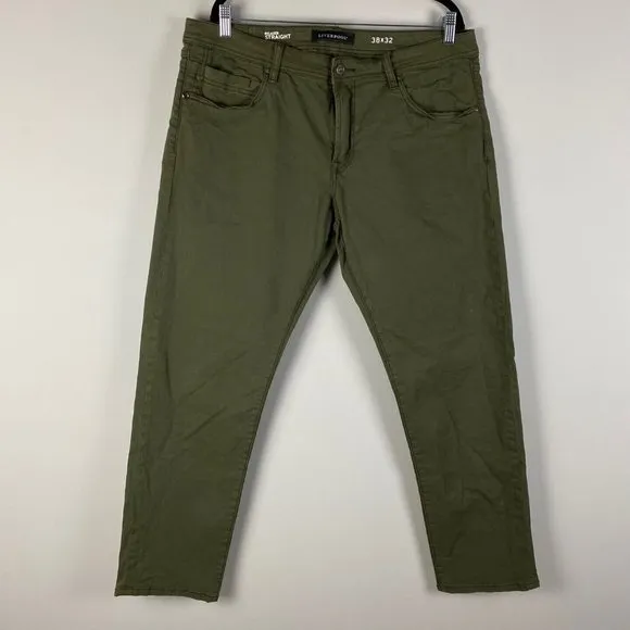 Liverpool Relaxed Straight Leg Jeans Mens 38x32 Olive Green Stretch