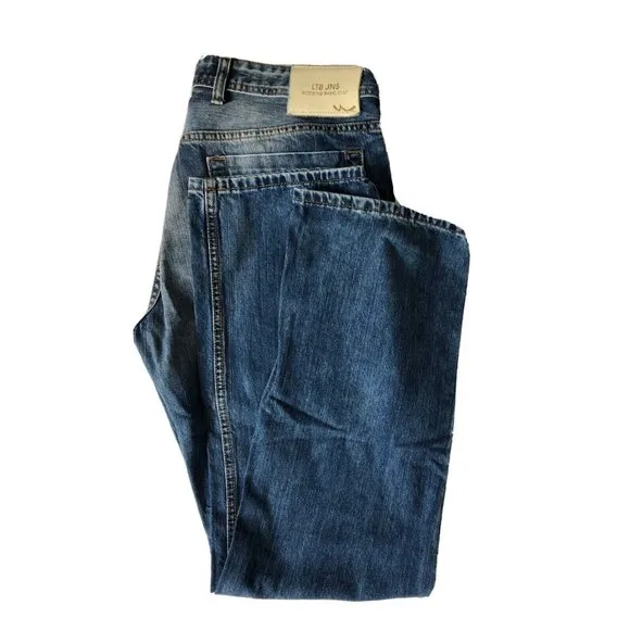 LTB JNS 5760 Paul Mens 34x32 Blue Denim Jeans Button Fly Straight Leg