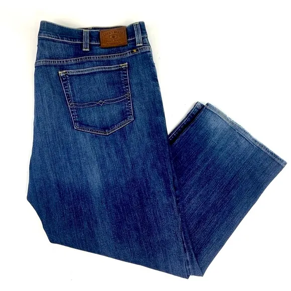 Lucky Brand 181 Relaxed Straight Leg Denim Blue Jeans Mens 48 X 28 Stretch