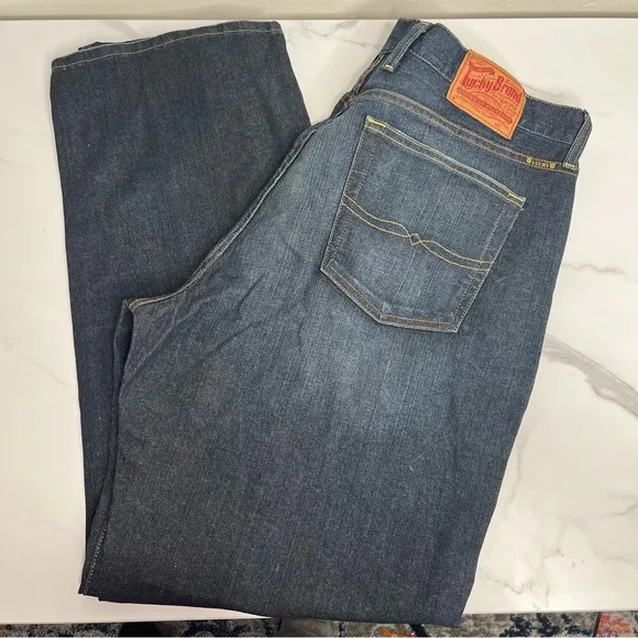 Mens Lucky Brand Dungarees Classic Fit Jeans 32 Dark Wash