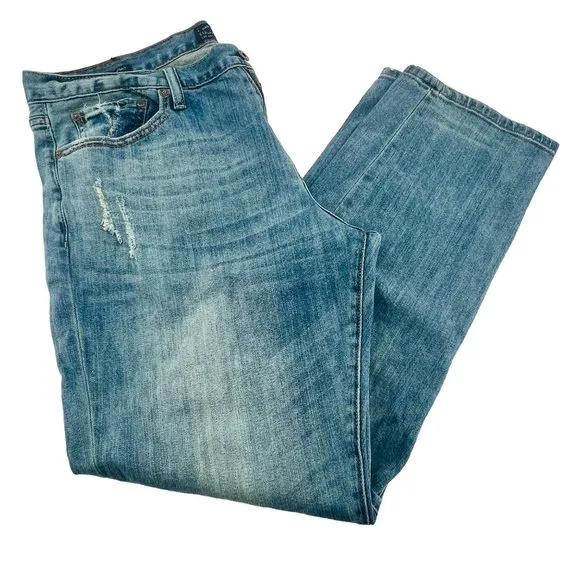 Lucky Brand Men's 221 Straight Stretch Jeans 38x32 High Rise Slightly Distressed
