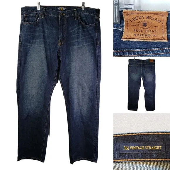 Lucky Brand Mens Jeans 40x32 Blue Denim 361 Vintage Straight Leg Medium Wash