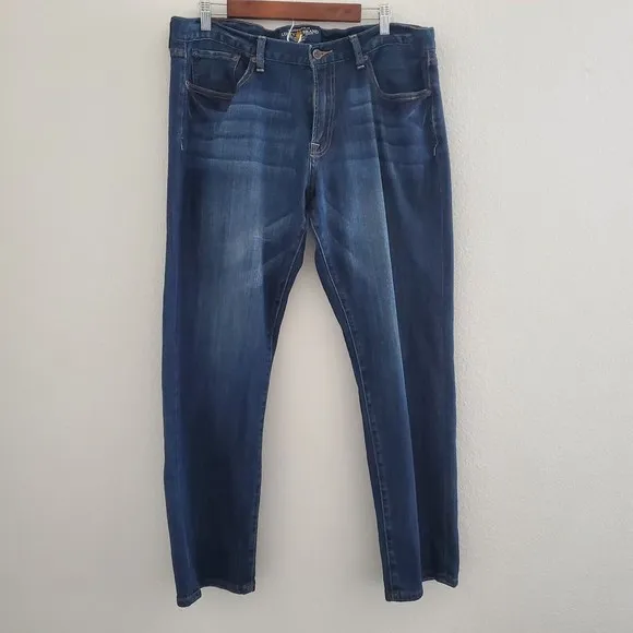 Lucky Brand 221 Straight Leg Jeans 38x30 Men's Blue Dark Wash Stretch Pockets