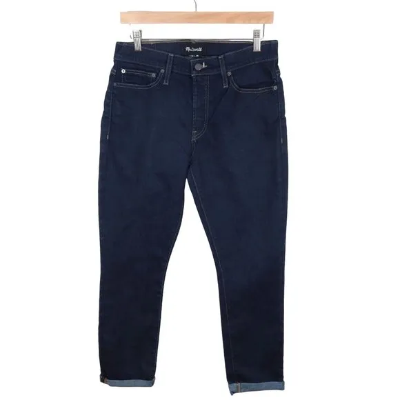 MADEWELL Mens 32x30 Cotton Blend Dark Blue Rinse Wash Skinny Jeans