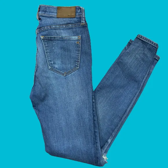 Madewell High Riser Skinny Distressed Denim Blue Jeans Women's Size 26 x 29