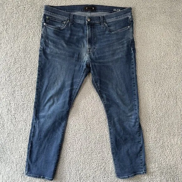 Madewell Jeans Mens 37(36)x30 Blue Slim Fit Straight Stretch Mid Rise Relaxed
