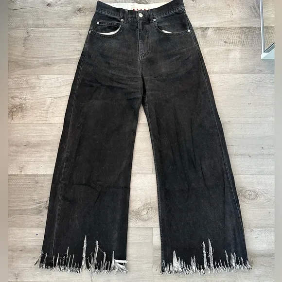 Marni Wide Leg Raw Hem Jeans