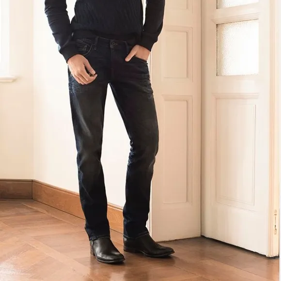 MAVI Jeans Myles Straight Leg Black Wash Mens Cotton Stretch Jeans