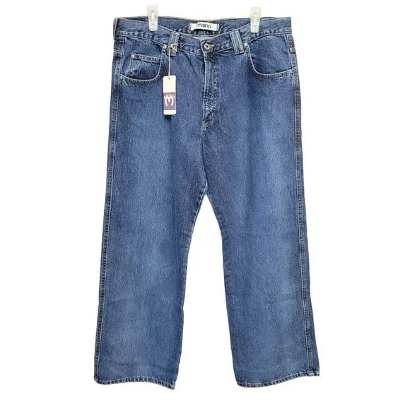 Mavi Jeans Blue Matt Relaxed Fit Wide Leg All Cotton Denim Mens Size 38 x 30
          
      NWT