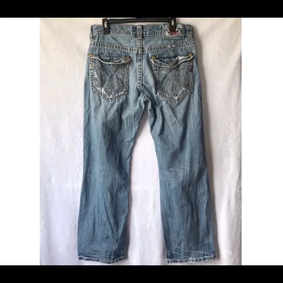 MEK Denim Distressed boot cut jeans