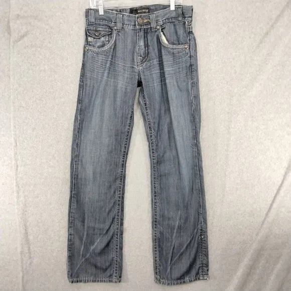 Mek Denim Medium Wash Straight Leg Jeans Low Rise Pocket Zip Blue Men 31 x 34