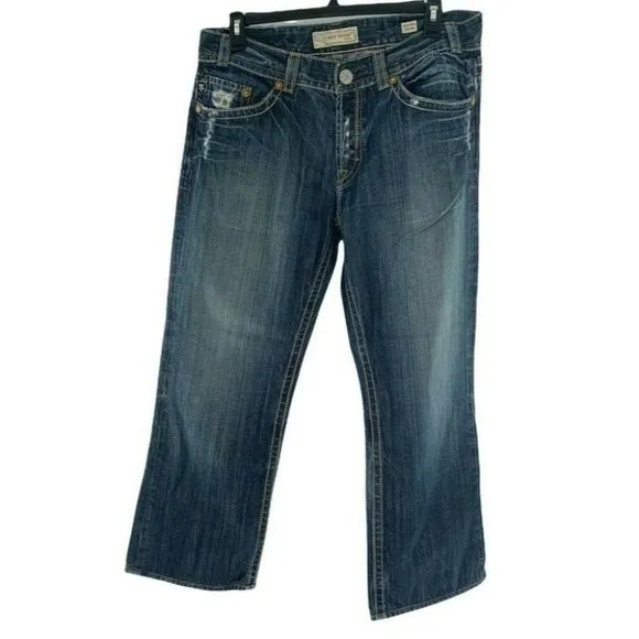 Mek Denim Jeans Men's Size 36X34 Capetown Distress Red Stitches Straight Pants