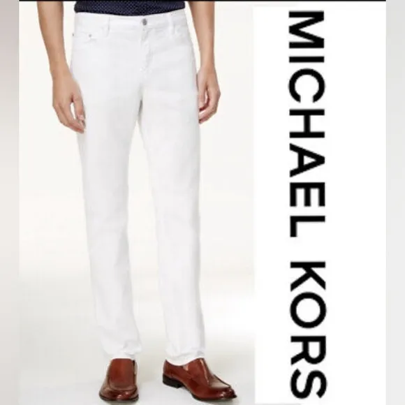 Michael Kors Parker Slim Fit Jeans, 5 Pocket, Low Rise, Cotton/Spandex, SPOTLESS