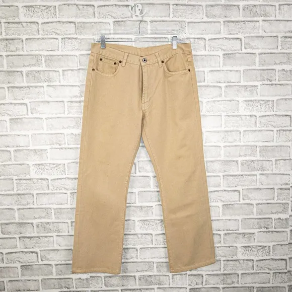MIU MIU Men's Denim Straight Leg Jeans in Khaki Beige Cotton Sz 33 Made in Italy