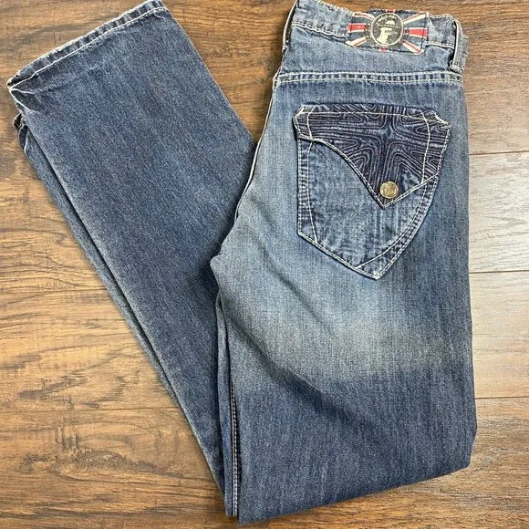 Monarchy Distressed Denim Jean 32/32 British Flag