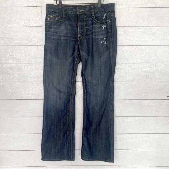 Monarchy | Atalier Mens Distressed Embellished Pocket Dark Wash Denim Jean