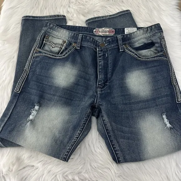 Monarchy Collection premium denim mens jeans thick stitch stretch size 40x33