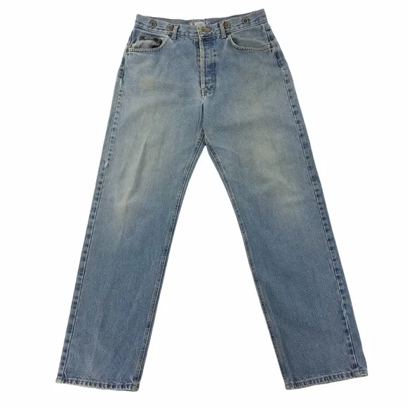 Vintage Moschino Peace Sign Button Fly Light Jeans