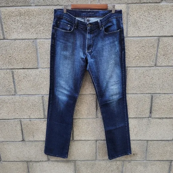 𝅺mott Bow Straight Blue Wash Jeans Mens Size 33