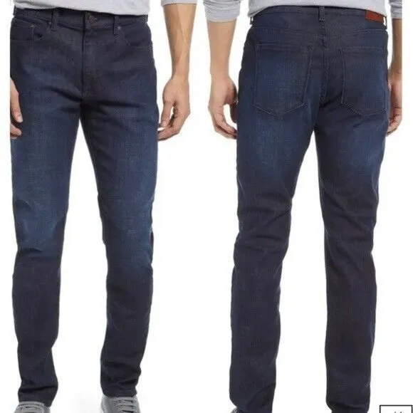 MOTT & BOW Jeans Mens 35Wx30L Blue Slim Fit CROSBY Dark Wash Stretch Denim