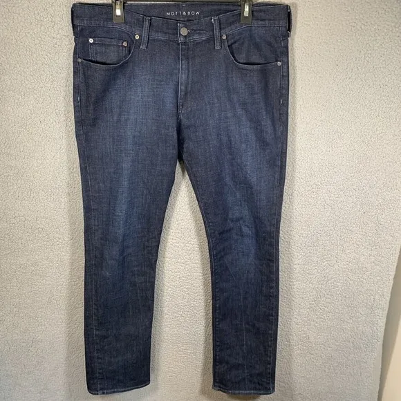 Mott & Bow Jeans Men 34 Blue Slim Tapered Dark Wash Denim Casual Pants 34x32