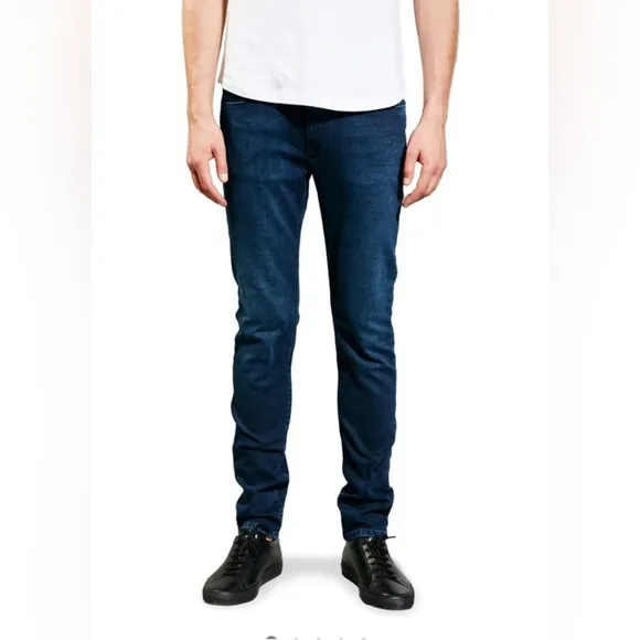 Mott & Bow Men’s “Stone” Luxury Skinny-Fit Jeans. Medium-Dark Blue. 33x33 NWOT