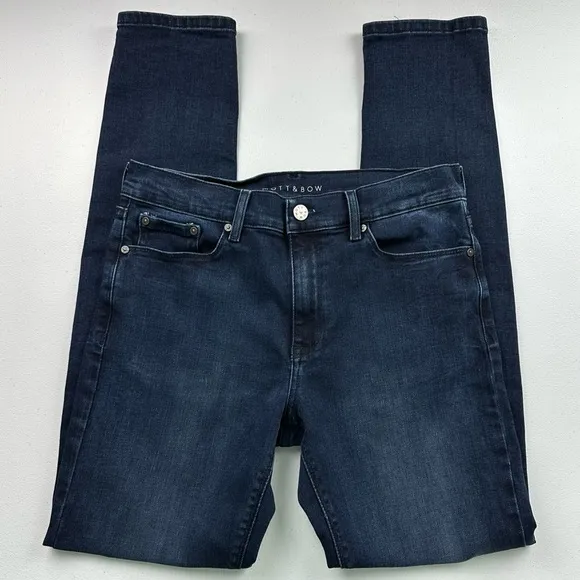 Mott & Bow Mens Skinny Staple Jeans Size 29x32 Dark Blue Italian Stretch Luxury