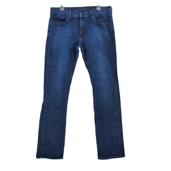Mott Bow Jeans Mens 35x34 Blue Stretchy Slim Straight Dark Wash Mid Rise (35x33)
