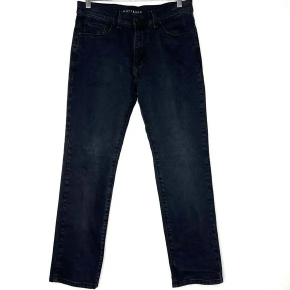 MOTT & BOW Faded Black Denim Slim Fit Straight Leg Jeans Mens Size 31x30