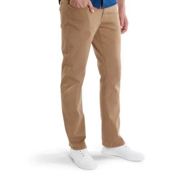 Mott & Bow Straight Mercer Jeans Mens Khaki Green Tan Colored Jeans pants 38 34