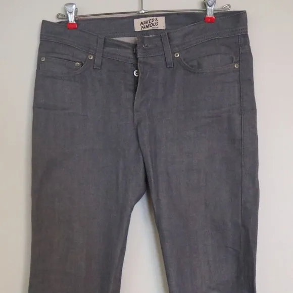 Naked & Famous Denim Grey Selvedge Slim Fit Sz 30