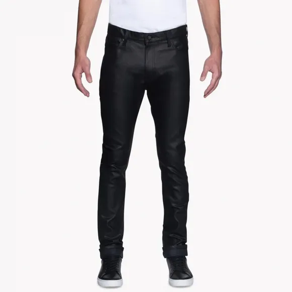 NAKED & FAMOUS DENIM Stacked Guy Wax Coated Black Stretch Jeans