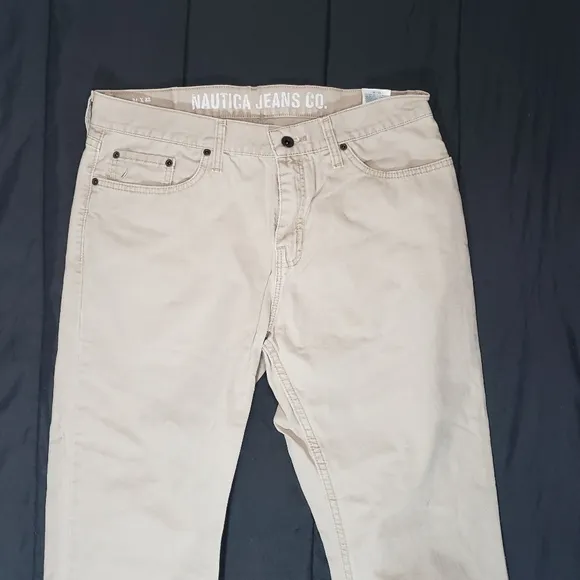 Nautica Men's Straight Fit 100% Cotton Beige Jeans