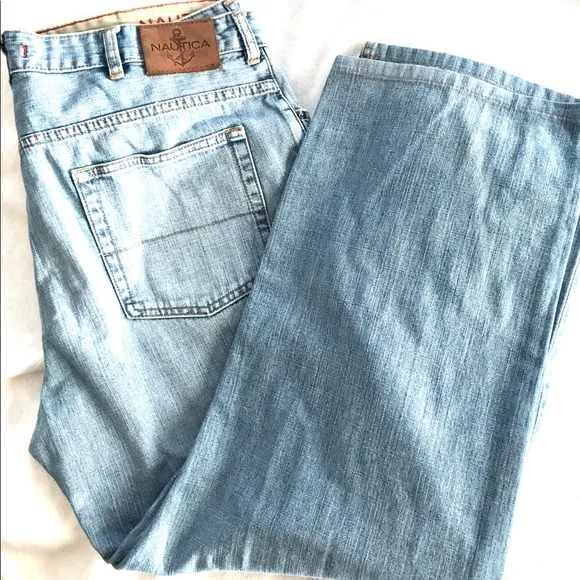 Nautica blue jeans men size38 length 27-28- length was professionally altered