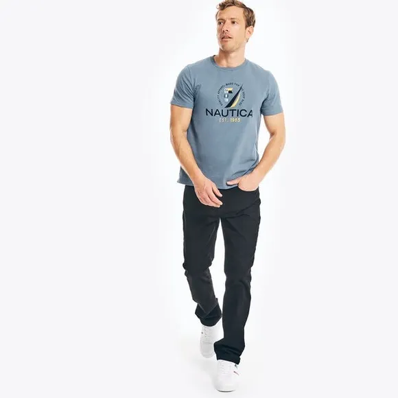 Nautica Men’s 36 32 Jeans Black Denim Straight Fit Stretch Work Casual Classic